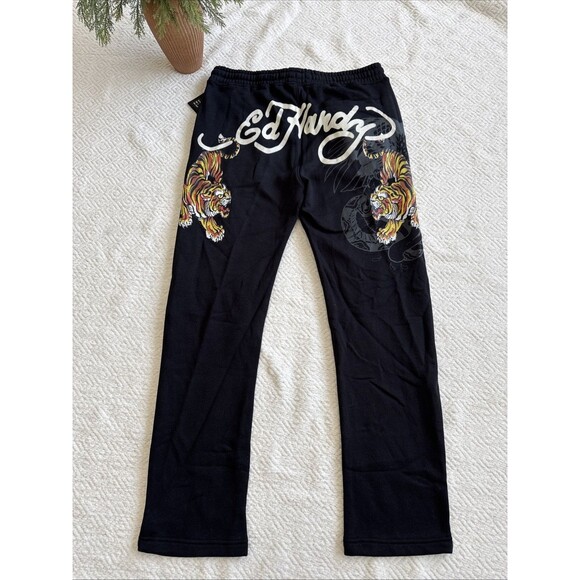 Ed Hardy Mens Love Kills Slowly Tiger Double Sided Sweatpants Black Sz L - Picture 6 of 9